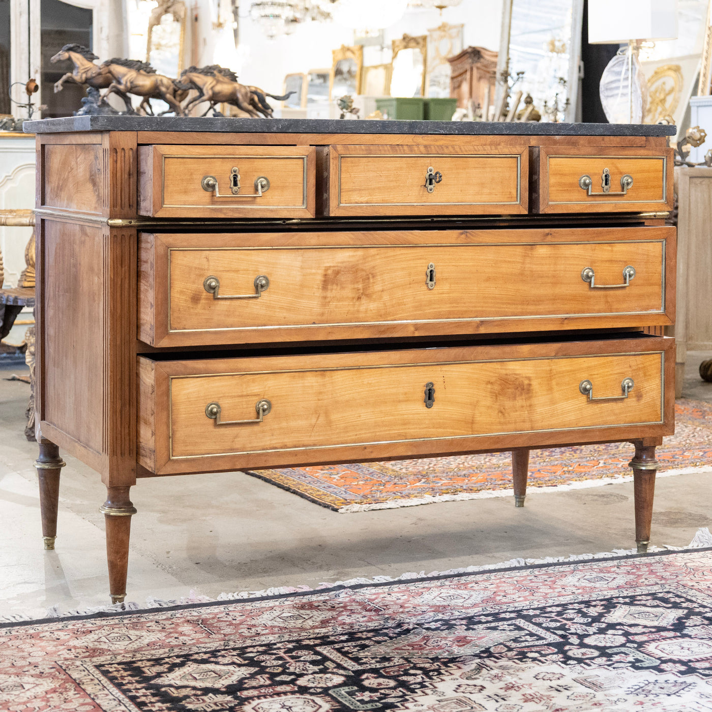 Louis XVI 18th Century Chest – Wood with Black Marble Top