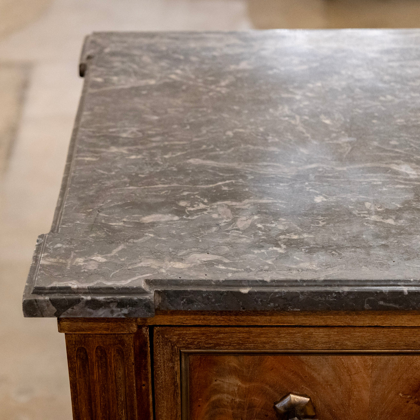 18th Century Louis XVI Dark Wood Chest – Black Marble Top