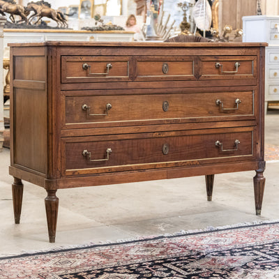 18th Century Louis XVI Wood Chest – Brass Trim & Square Pulls