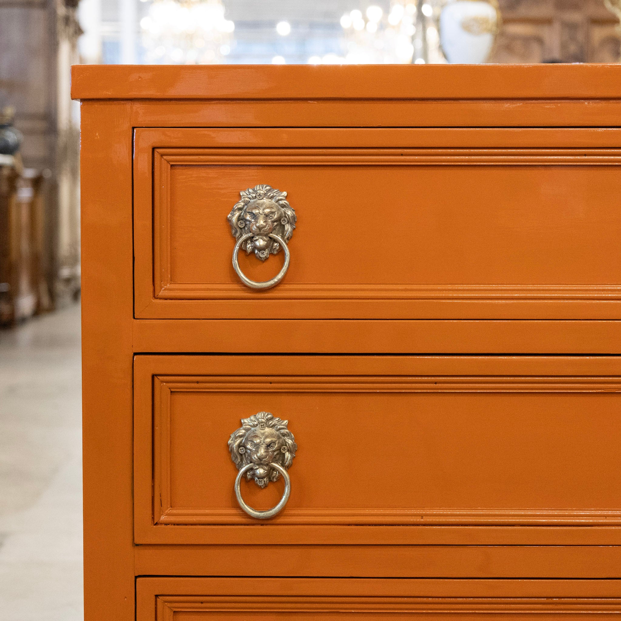 orange lacquer dresser Gorgeous credenza by White Furniture Co. lacquered by the fabulous @theceh We have two in stock available for custom color. How about Herms orange like the inspiration? Everything is listed on Etsy