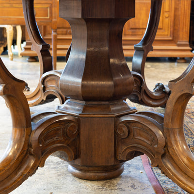 Louis XV Expandable Dining Table –  Brown with Carved Detailing