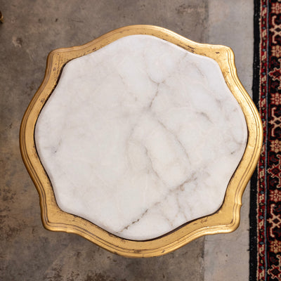 Louis XV Gilded Side Table – Carved Shell & White Marble Top