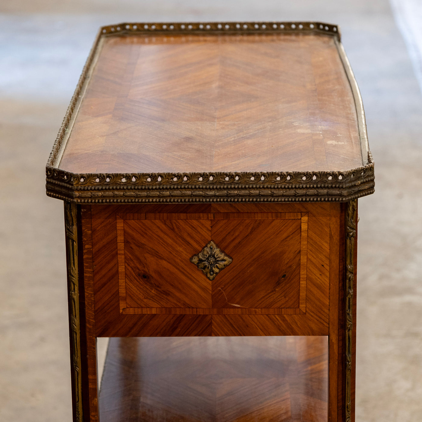 Louis XV Side Table –  Marquetry & Bronze Ormolu
