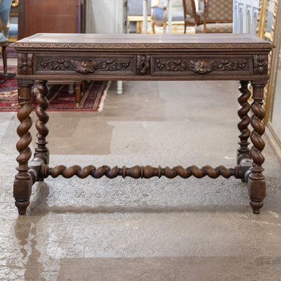 French Barley Twist Writing Desk – Hand-Carved Floral Detailing