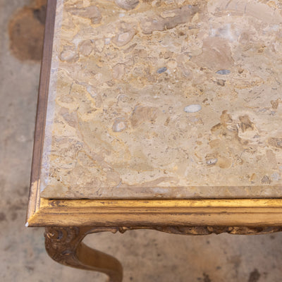 Louis XV Side Table – Gilded Carvings &  Breccia Marble Top