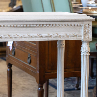 Swedish Carved Console Table – Antique White Finish