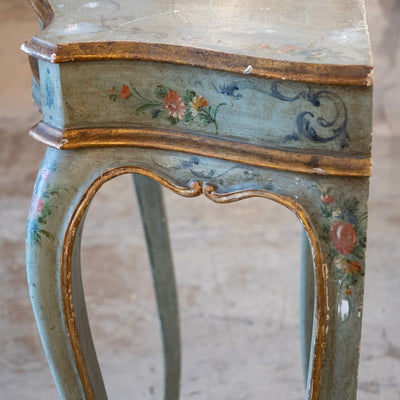 Italian Painted Console Table – Green with Floral Motifs & Gilded Accents