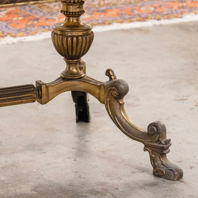 French Brass Oval Coffee Table – Green Onyx Top