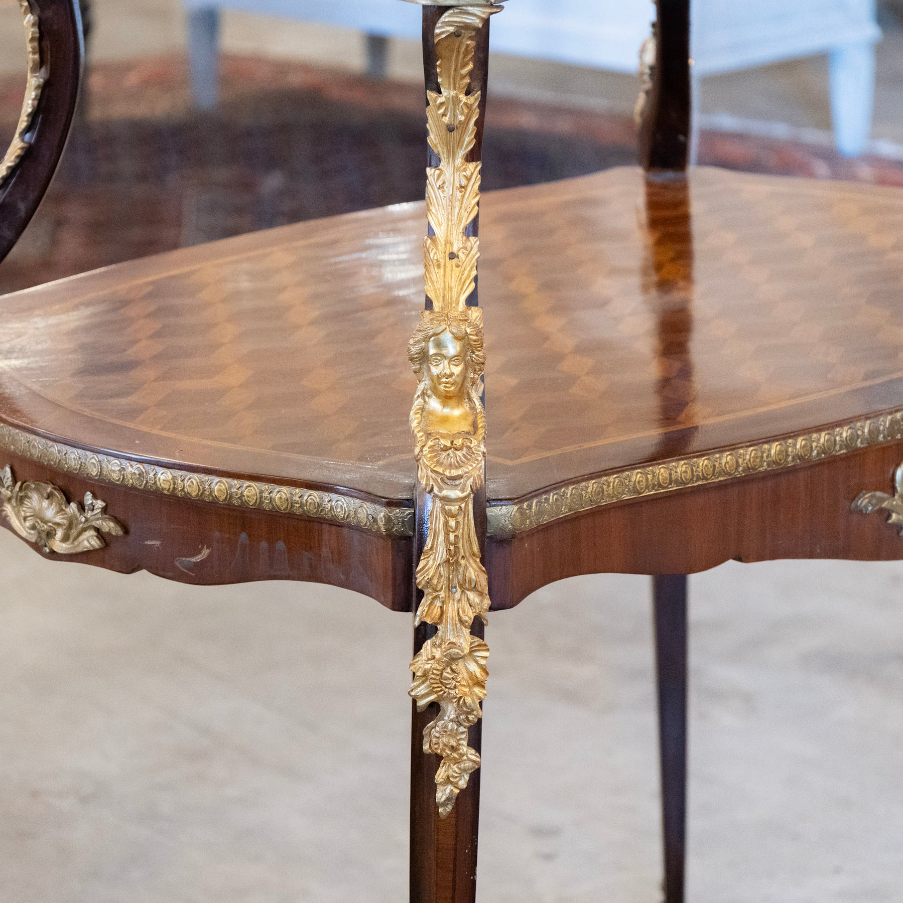 French Empire Side Table – Checkered Wood Inlay & Ormolu Mounts – Le ...