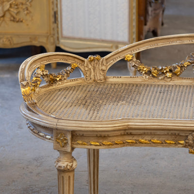 Louis XVI Gilded Cane Bench – Original Condition