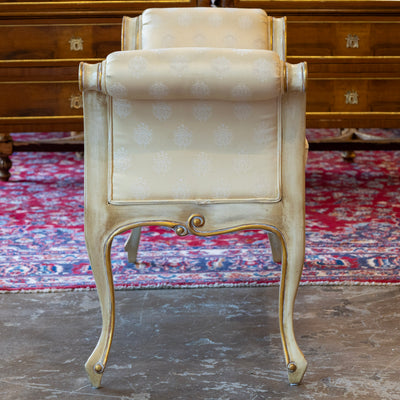 Louis XV Scroll Bench – Original Yellow Damask Upholstery