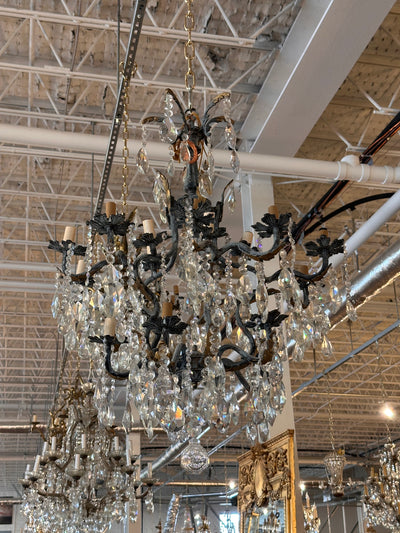 French Dark Brass Crystal Chandelier