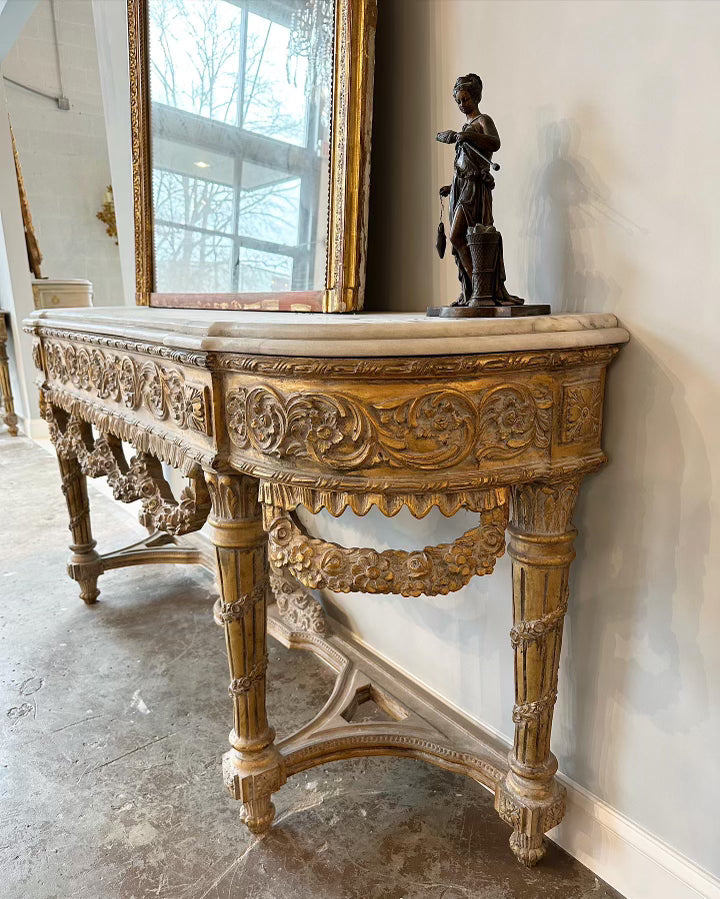 19th Century Double Marble Top Console