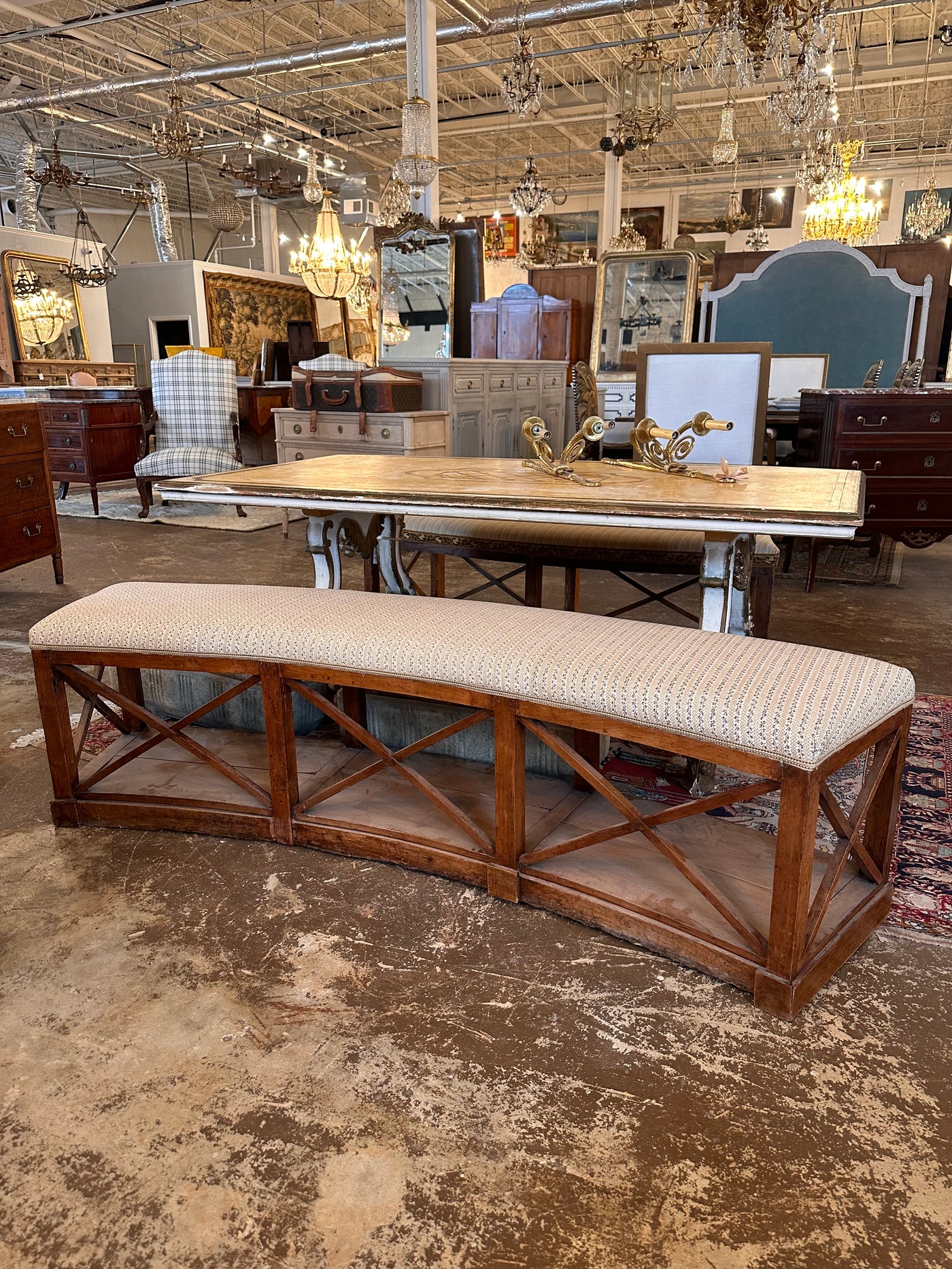 Curved French Bench with Floral Details