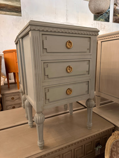 Swedish French Blue Block Front Nightstand