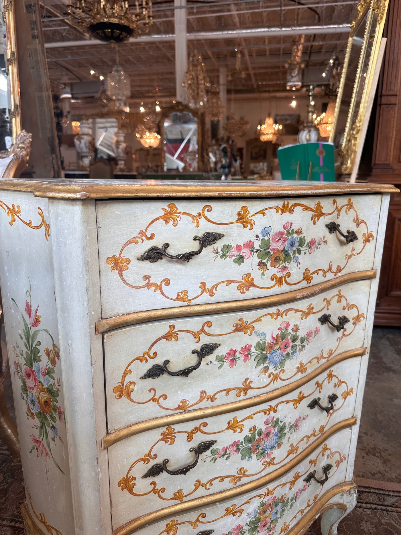 Hand-Painted Antique 4 Drawer French Chest | Le Chateau | European Luxury Furniture in Atlanta