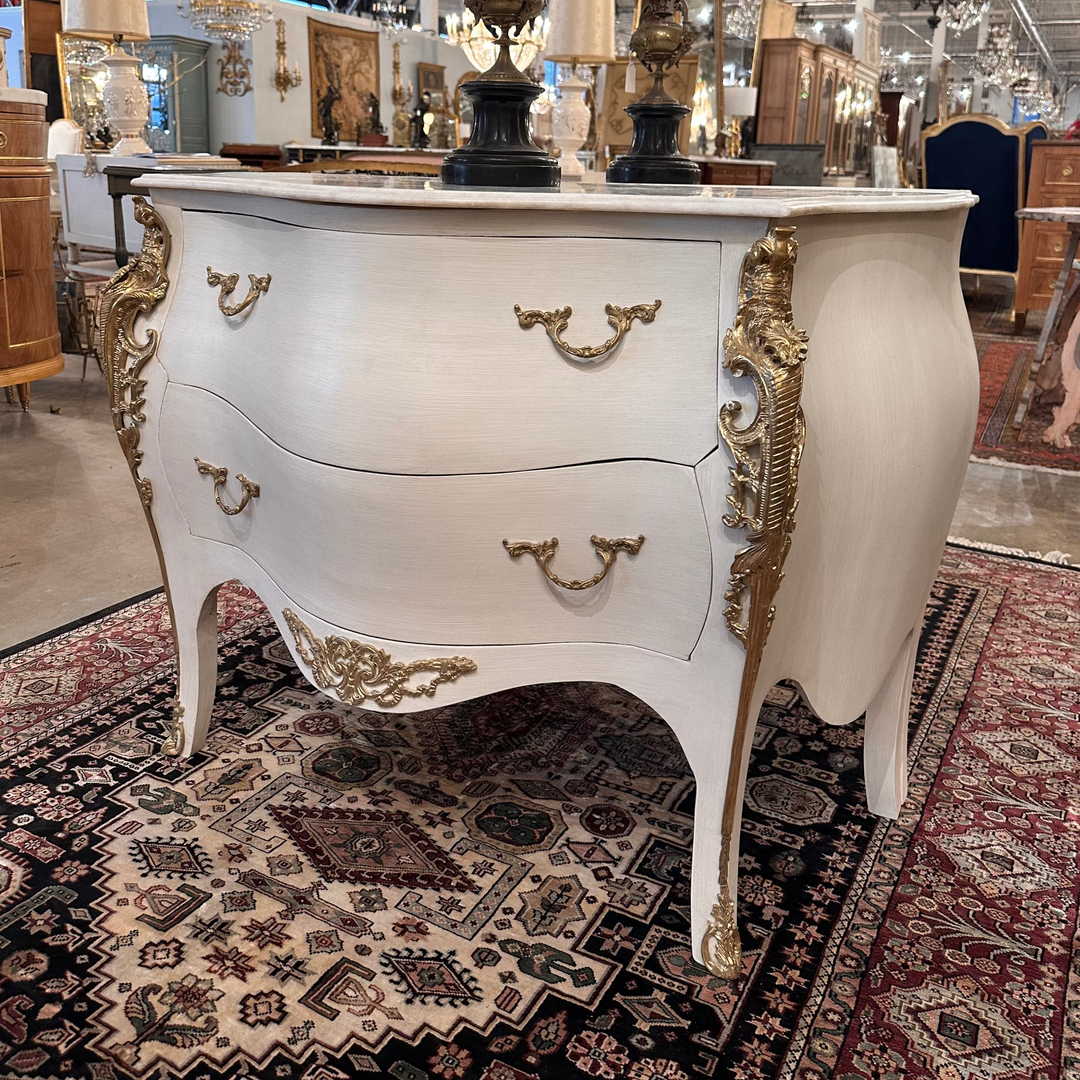 white marble top dresser French Marble Top White Bombay Chest – Le Chateau