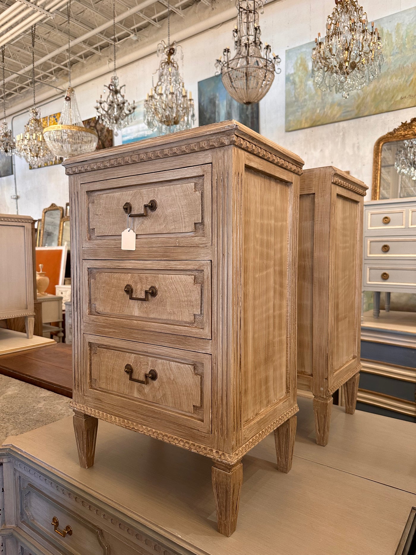 Swedish Nightstand with Burl Wood Finish | Le Chateau | European Luxury Furniture in Atlanta