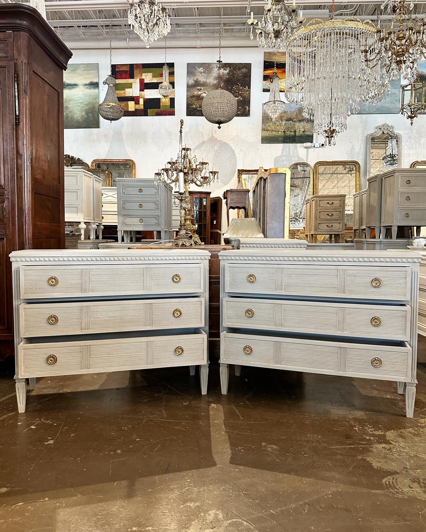 Swedish Horizontal & Vertical Reeded Front Chests