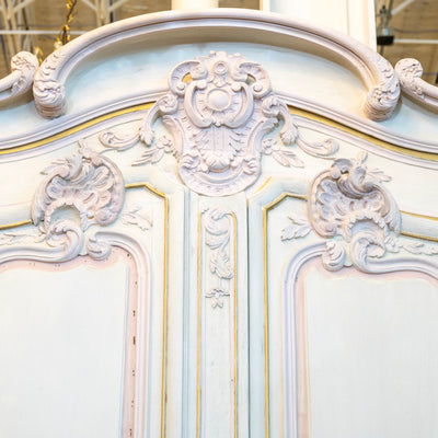 Louis XV Armoire – White with Gold & Pink Trim & Pink Polka Dot Lining