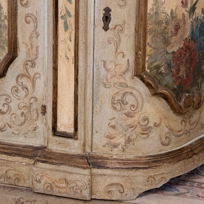 Italian Hand-Painted Soft Green Floral Sideboard