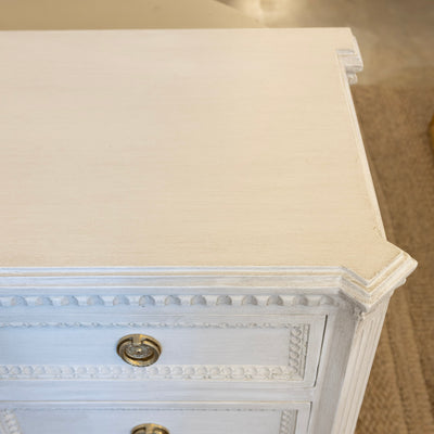 Swedish Diamond Front Buffet – Reeded Trim in Antique White