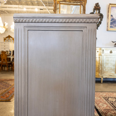 Swedish Painted Grey Sideboard – Reeded Panels & Brass Hardware