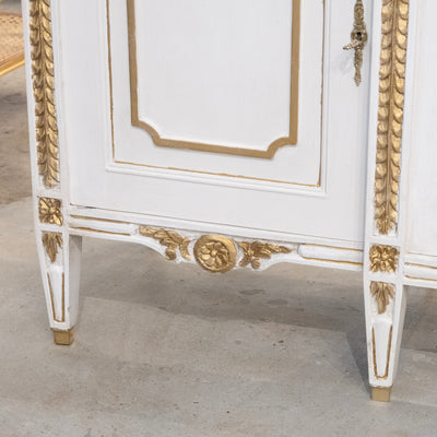 Swedish White Painted Sideboard with Gold Accents
