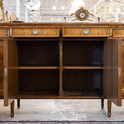 Louis XVI Burl Wood Sideboard with Brass Hardware