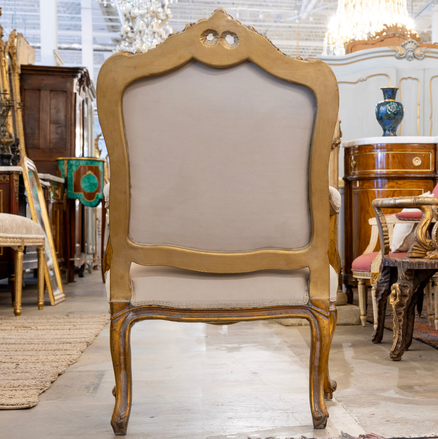 Louis XV Gilded Armchair – Off-White Velvet Upholstery - Arm Chairs | Le Chateau (Atlanta, GA) • 7