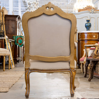 Louis XV Gilded Armchair – Off-White Velvet Upholstery - Arm Chairs | Le Chateau (Atlanta, GA) • 7
