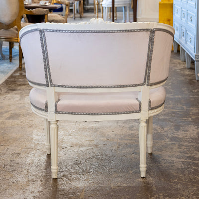 Louis XVI Petite Chair – White Frame & Baby Pink Velvet Upholstery