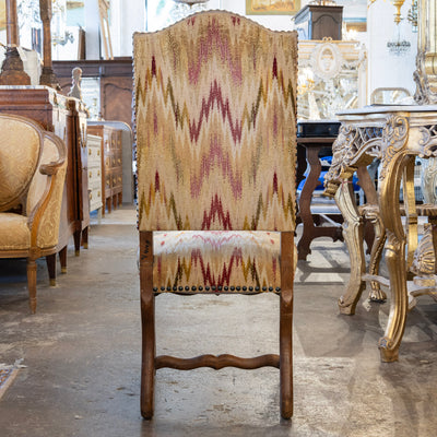 French Provincial Accent Chairs – Cream & Red Woven Upholstery