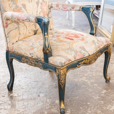 Pair of Louis XV Carved Armchair – Painted Frame with Original Tapestry Upholstery - Arm Chairs | Le Chateau (Atlanta, GA) • 5