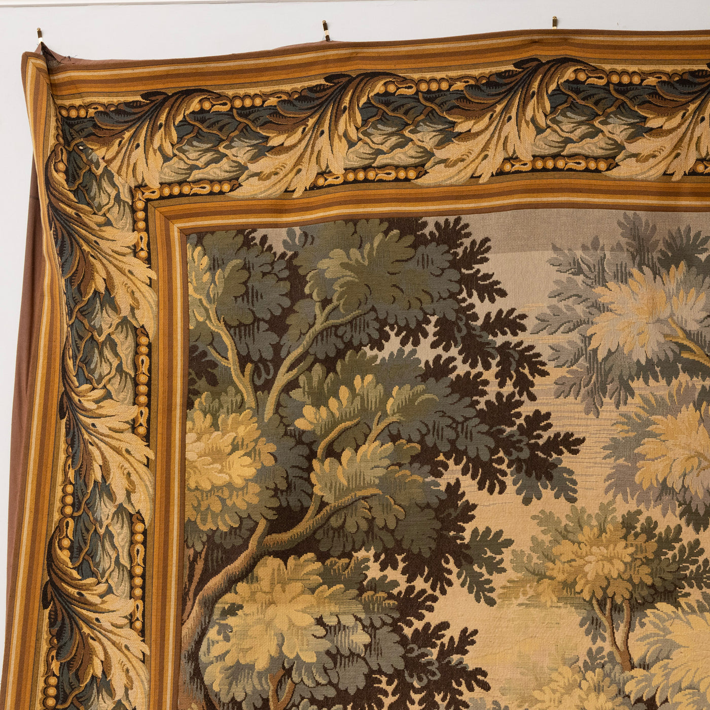 Antique French Flemish Nature Landscape Tapestry – Oversized Handwoven Wall Art
