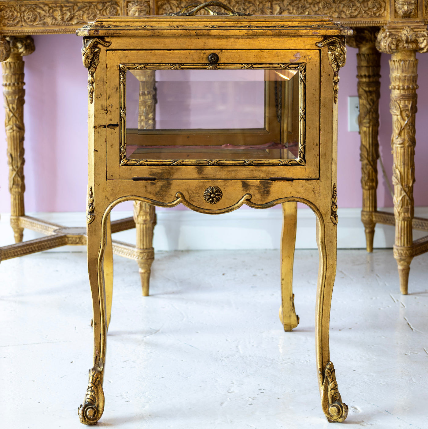 Gilded Jewelry Vitrine – Original Pink Interior
