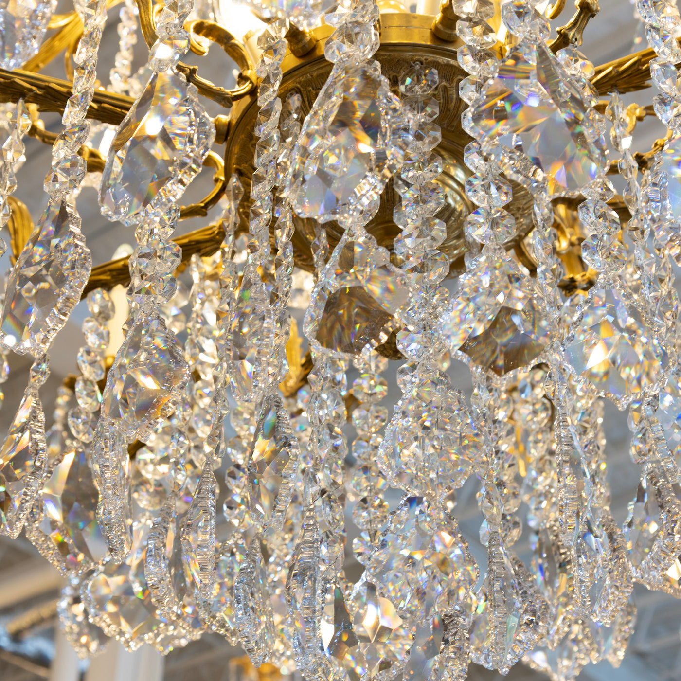 Grand French Empire Chandelier – 24k Gold Leaf & Swarovski Crystals