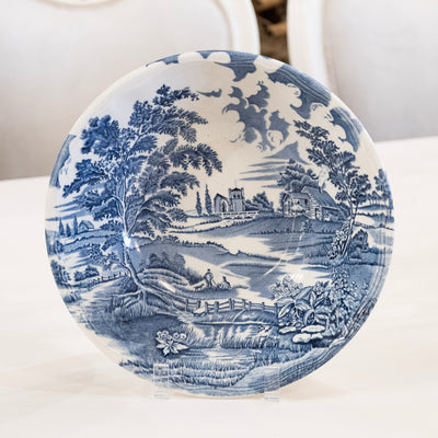 Luneville Hand-Painted Blue Porcelain Dinner Service – 41-Piece French “English Style” Countryside Set (c. 1930s–1950s)