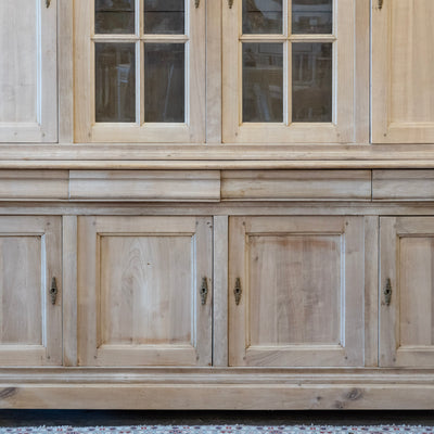 Louis Philippe Breakfront Cupboard – Light Wood Finish with Glass Panel Doors
