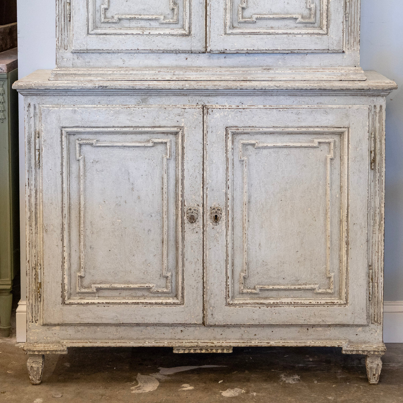 Pair of Swedish Tall Painted Cabinets – Distressed Grey Finish