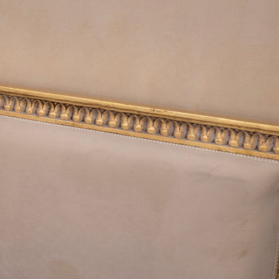 Louis XVI Gilded King Size Bed Set – Carved Frame & Posts with Cream Velvet