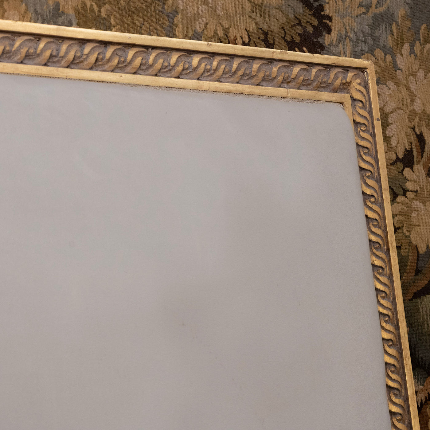 Louis XVI Gilded King Size Headboard – Rope Trim with Light Grey Velvet & Embroidered Back