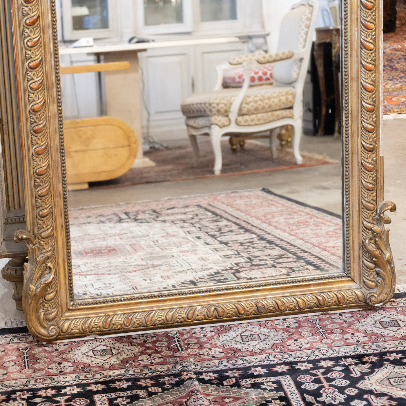 18th Century Ornate French Gilded Mirror – Acanthus Leaf Frame & Shell Crest