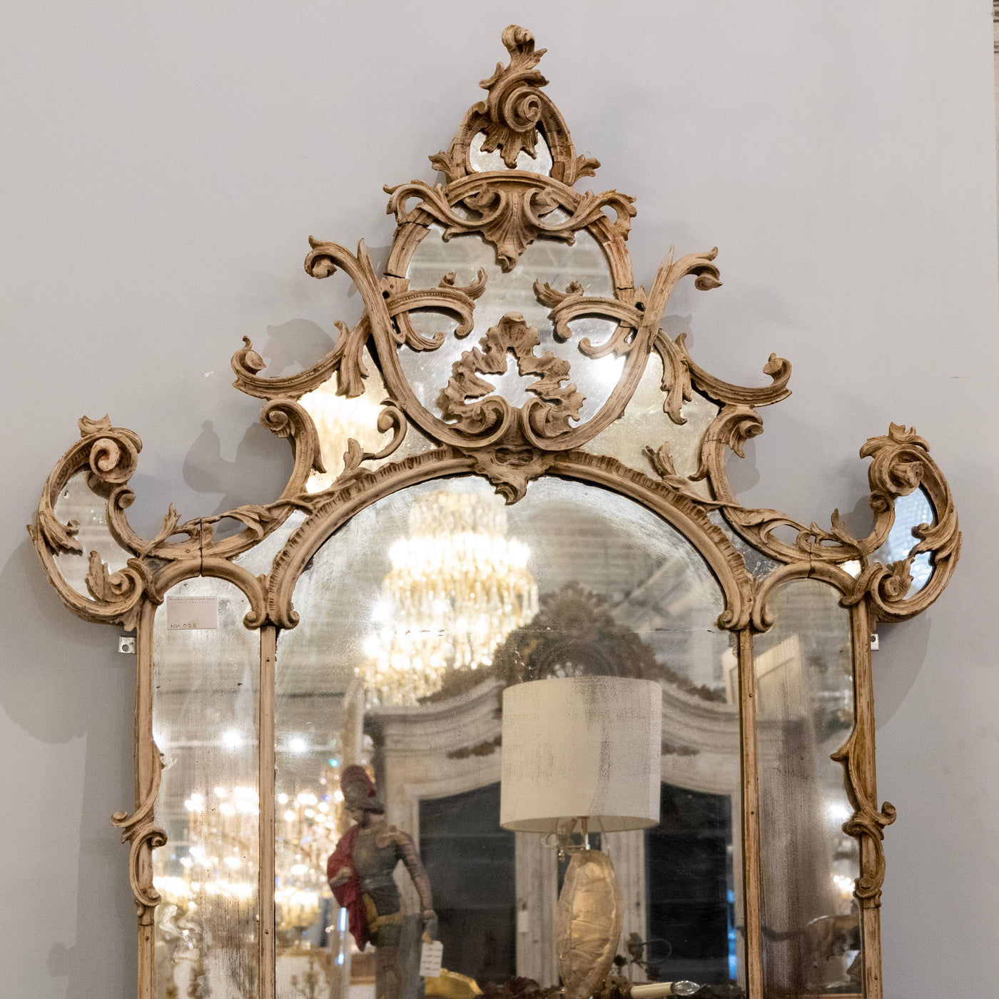 18th Century French Chippendale Mirror – Carved Scrollwork & Heavy Foxing