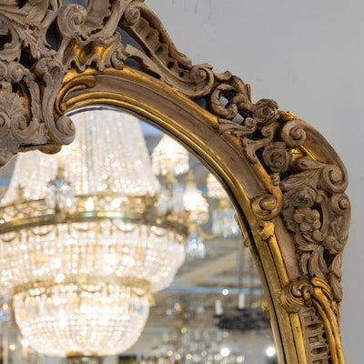 Gilded Rococo Mirror & Console – Ornate Hand-Carved Scrollwork & White Marble Top