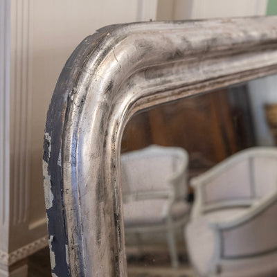 Louis Philippe Silver Gilded Floral Trim Mirror – Original Glass & Distressed Patina