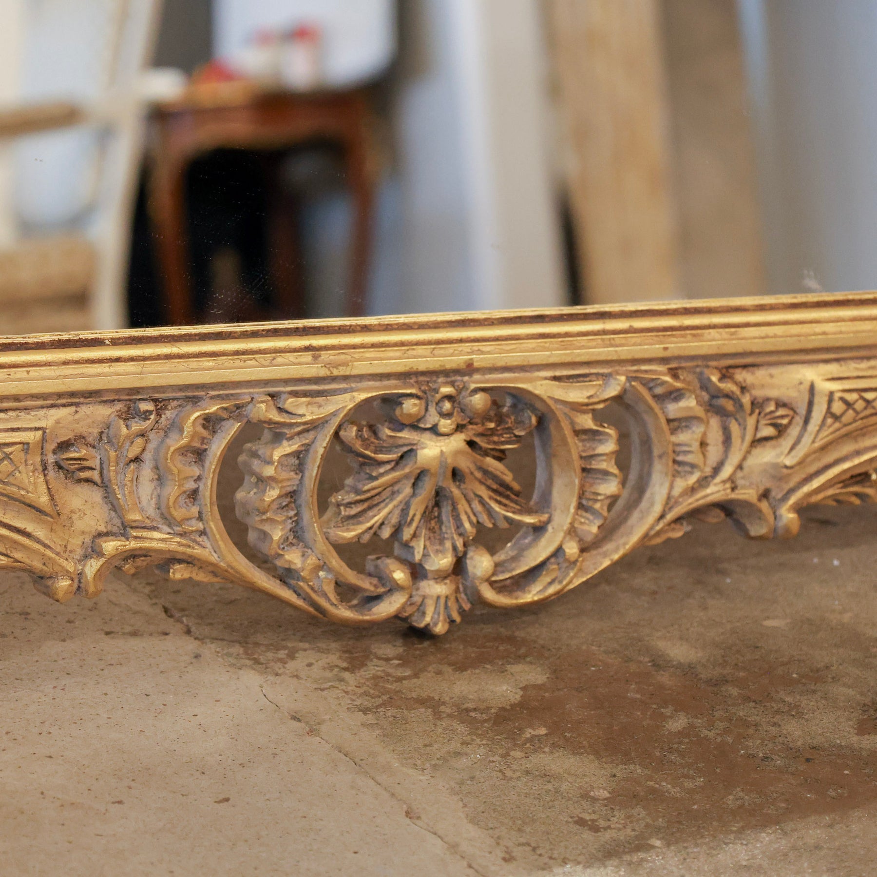 Louis XVI Gilded Frame Mirror – Ornate Leaf Frame with Lattice Pattern ...