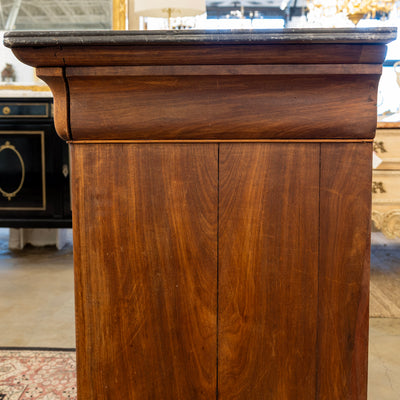 Louis Philippe Burl Wood Chest – Black Marble Top & Brass Hardware