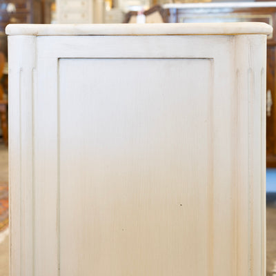 Swedish 3-Drawer Nightstand – Reeded and Carved Detailing & Marble Top in Dove White