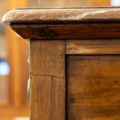 Louis XVI Wood Secretary Desk – Drop Front Drawers with Rosy-Brown Marble Top